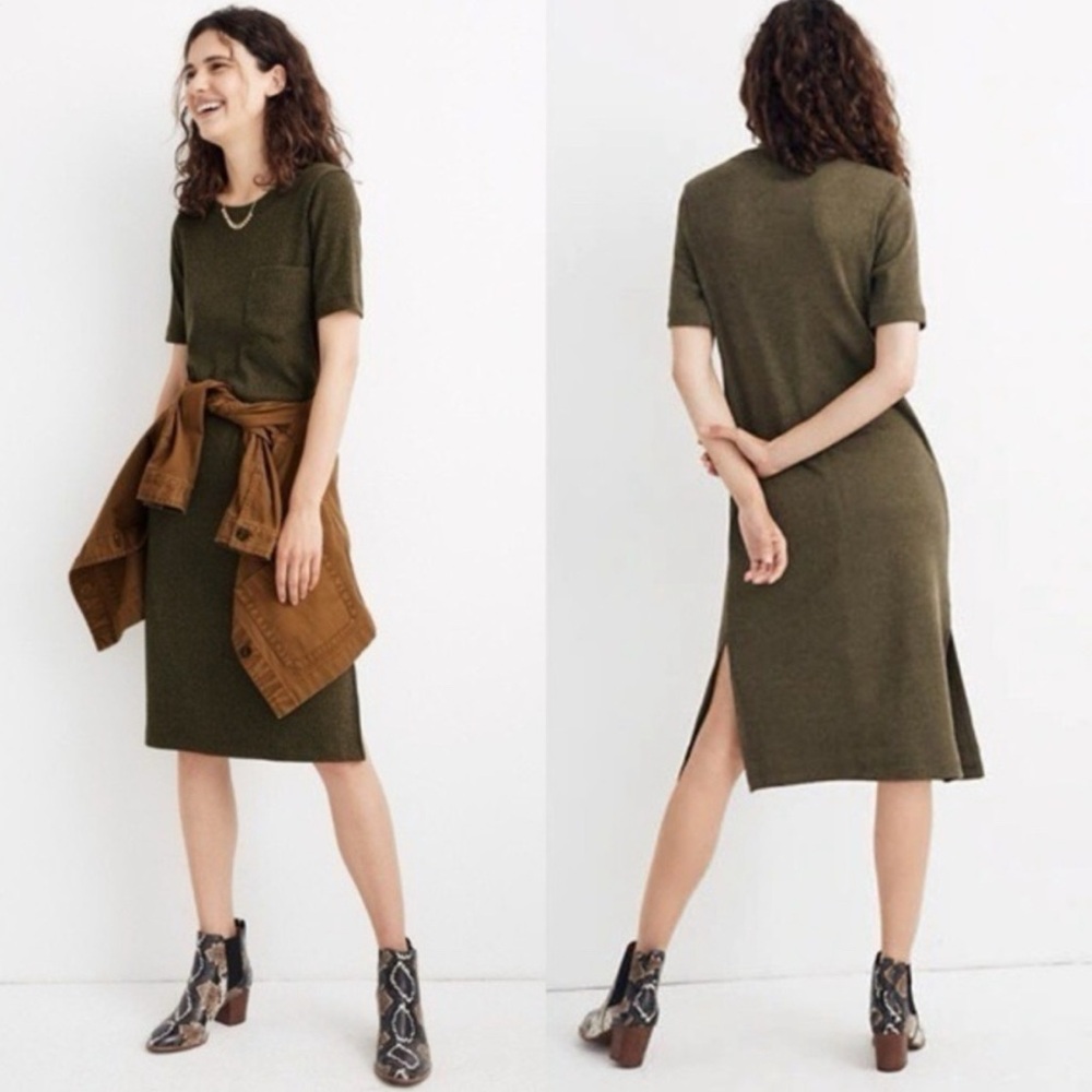 Madewell Ribbed Pocket Tee Midi Dress